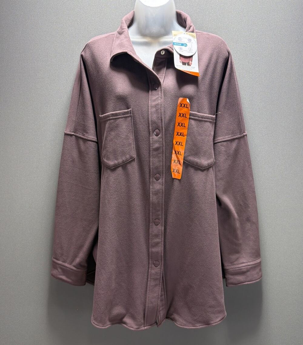 Mondetta women cozy warm fleece oversized fit snapbutton shirt jacket XXL New!
